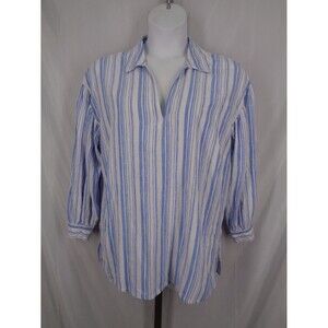 CAbi Linen Blend Pacific Popover Tunic Top Size XL Lagenlook Coastal